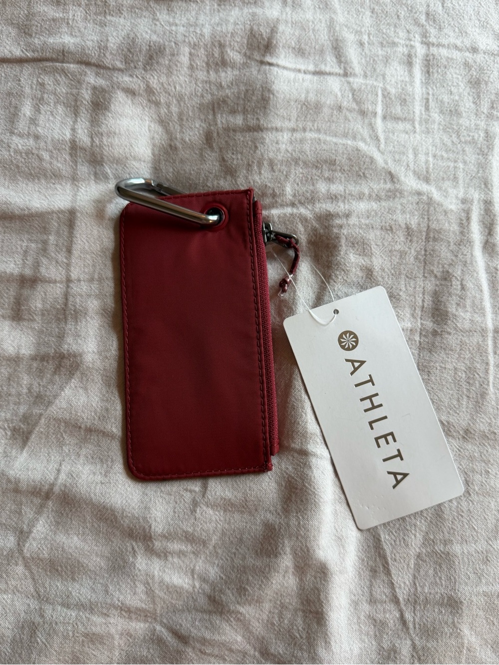 Athleta Burgundy Zip Card Holder Keychain Wallet NWT